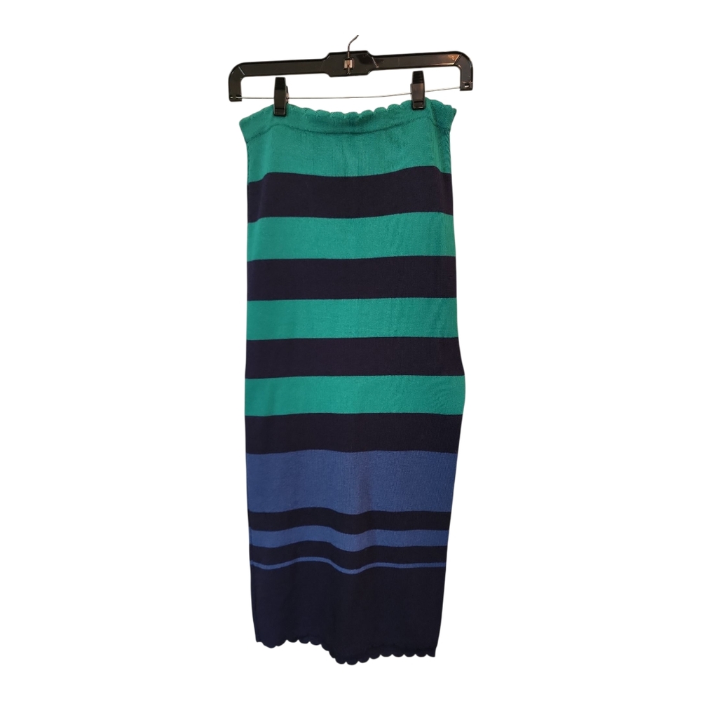 NWOT Anthropologie Black Green Blue Striped Knit Skirt
